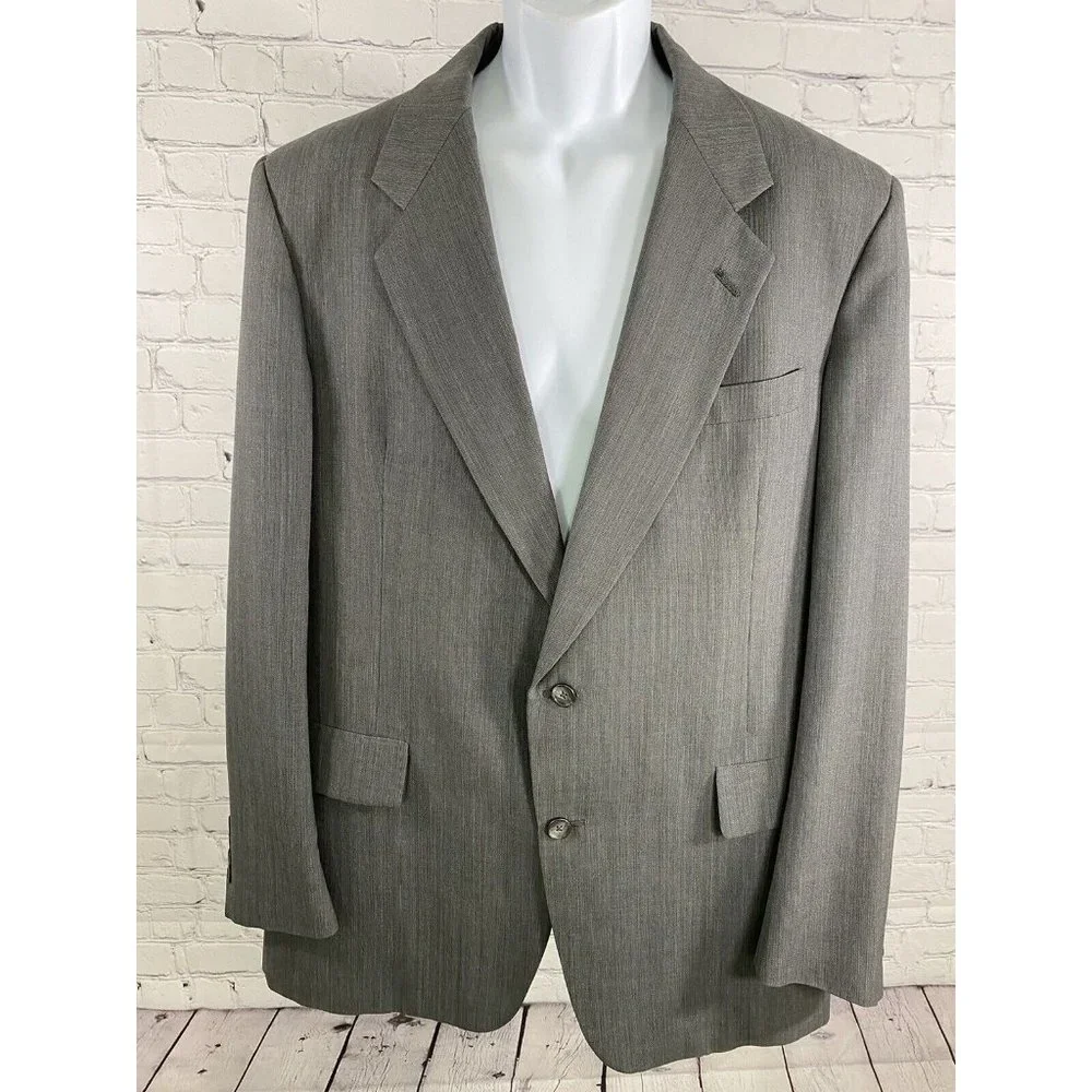 VTG Foleys Hart Schaffner Marx Gray Striped 2 Button Blazer Jacket 43L